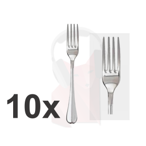 Location de 10 fourchettes &agrave; plat en Inox lourd, finition miroir