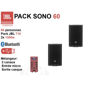 Location Sono JBL 2x1300w Bluetooth pour 60 personnes  Bluetooth
