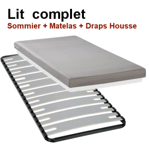 Location lit 190*80 complet avec pieds: sommier matelas et drap housse