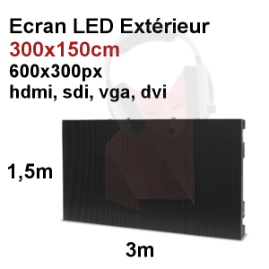 Location Pack &eacute;cran ext&eacute;rieur jour P4 LED 300x150cm entr&eacute;e hdmi SDI DVI VGA