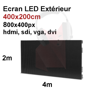 Location Pack &eacute;cran ext&eacute;rieur jour P4 LED 400x200cm entr&eacute;e hdmi SDI DVI VGA