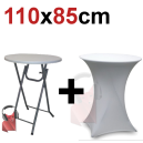 Location mange debout hauteur 110cm largeur 85cm pliant avec Housse blanche