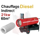 Location chauffage Indirect (&eacute;chappement &agrave; l'ext&eacute;rieur) au Diesel21kw avec gaine 6m