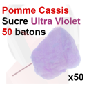 Kit 50 barbes à papa avec bâtonnets et sucre Ultra Violet - Pomme Cassis