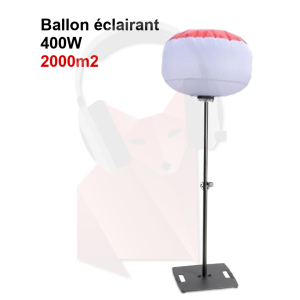 Location ballon éclairant 2000m2 LED 400W sur pied 4m (vent - 30km/h)
