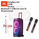 Location JBL Partybox 310 240W- 50 personnes Bluetooth avec 2 micros sans fil