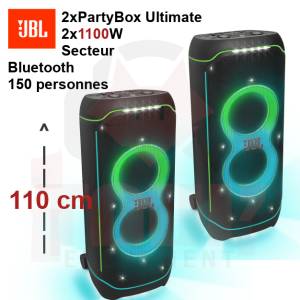 Location sono 2 JBL Partybox Ultimate  150 personnes 2200W Bluetooth 