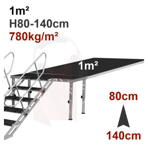 Location sc&egrave;ne 1m&sup2; avec praticable H80cm &agrave; 140cm