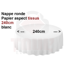 Nappe blanche ronde 240cm Papier aspect tissus 