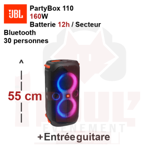 Location sono JBL Partybox 110 30 personnes 160W Bluetooth sur batterie (PB110)