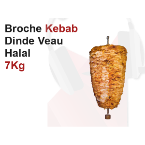 Broche Kebab Dinde Veau 7Kg Halal surgelé (non annulable) - 70 parts Broche Kebab Dinde Veau 7Kg Halal surgelé (non annulable) - 70 parts