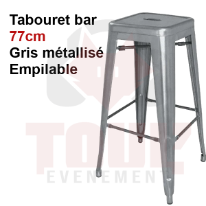 Location tabouret de bar empilable en acier gris m&eacute;tallis&eacute; &ndash; Toulouse
