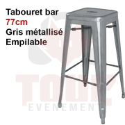Location tabouret de bar empilable en acier gris métallisé – Toulouse
