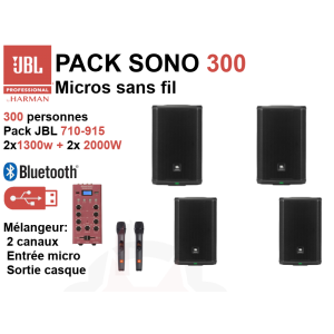 Location pack Sono JBL 300 Grande salle - 4 enceintes avec micros
