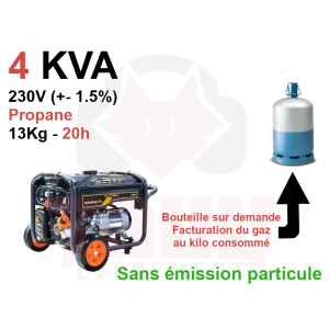 Location Générateur régulé Mono 4KVA (3kw) propane Location Générateur régulé Mono 4KVA (3kw) propane