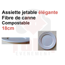 50 assiettes 18cm &eacute;l&eacute;gantes, compostables, jetables en fibre de canne