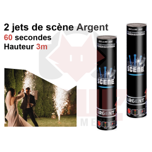 2 Jets de sc&egrave;ne &eacute;tincelles Argent hauteur 3m dur&eacute;e 60 secondes