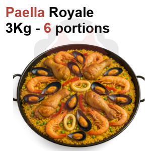 Paella royale 3kg (6 portions) en barquette Paella royale 3kg (6 portions) en barquette