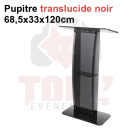 Location pupitre de conf&eacute;rence 68,5x33x120cm translucide fum&eacute;