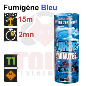 Fumig&egrave;ne 2mn bleu hauteur max 15m