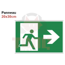Location panneau PVC sortie de secours droite 30x20cm