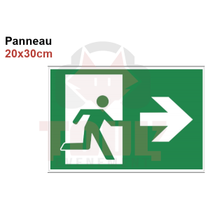 Location panneau PVC sortie de secours droite 30x20cm