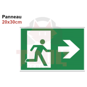 Location panneau PVC sortie de secours droite 30x20cm