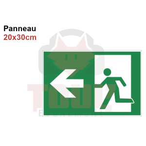Location panneau PVC sortie de secours gauche 30x20cm