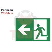 Location panneau PVC sortie de secours gauche 30x20cm