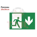 Location panneau PVC sortie de secours Bas 30x20cm