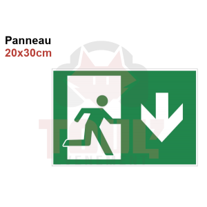 Location panneau PVC sortie de secours Bas 30x20cm