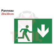 Location panneau PVC sortie de secours Bas 30x20cm