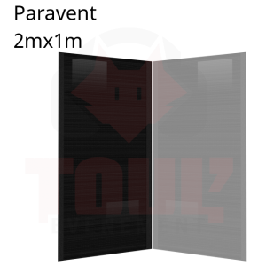 Location &eacute;l&eacute;ment de paravent noir aspect plexi, hauteur 2m largeur 1m avec scratch , sans pied