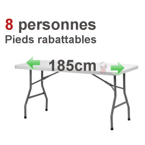 Location Table rectangulaire 6/8 pers (pieds rabattables)