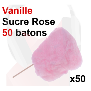 Kit 50 barbes à papa avec bâtonnets et sucre rose vanille Kit 50 barbes à papa avec bâtonnets et sucre rose vanille