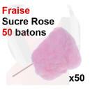 Kit 50 barbes à papa avec bâtonnets et sucre rose fraise