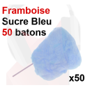 Kit 50 barbes à papa avec bâtonnets et sucre bleu framboise