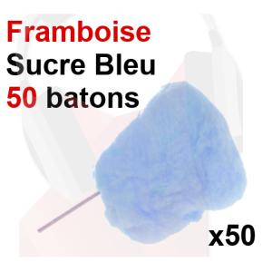 Kit 50 barbes à papa avec bâtonnets et sucre bleu framboise Kit 50 barbes à papa avec bâtonnets et sucre bleu framboise
