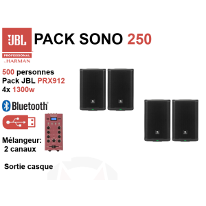 Location pack Sono JBL Bluetooth 4x1300W pour 250 personnes