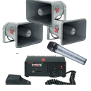 Location pack Sono voiture sur allume-cigare avec 3 haut-parleurs pavillon, micro sans fil et lecteur USB